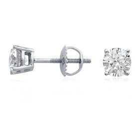 GENUINE NATURAL DIAMOND STUDS IN 950 PLATINUM- 1.00CT.